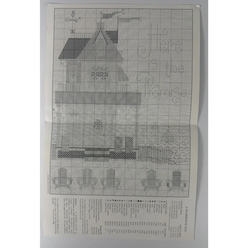 The Cricket Collection A Summer Place Cross Stitch Chart No 264 32ct Blue Linen